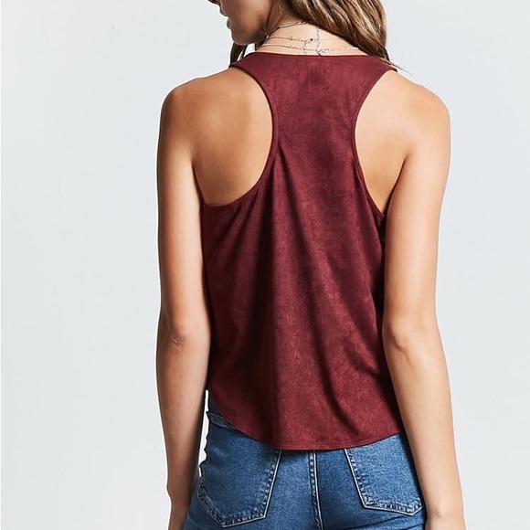 Forever21 Red Faux Suede Racerback Tank - Picture 2 of 5